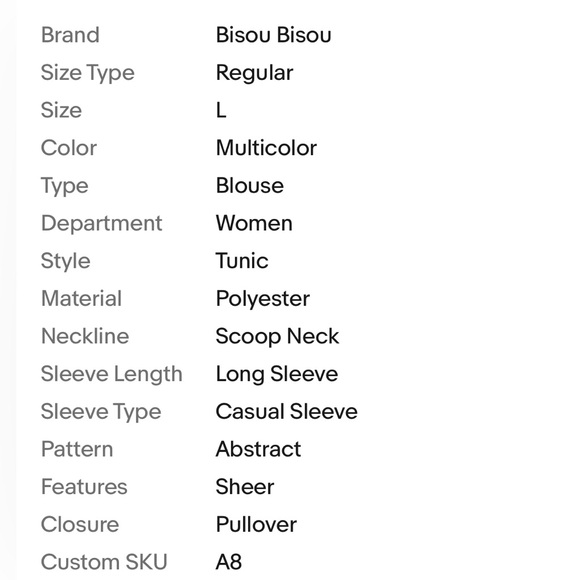 Bisou Bisou Women’s Blouse Size Large Sheer Multicolor Long Sleeve Top - Picture 7 of 7